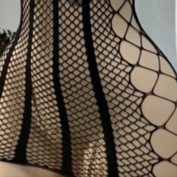 Black Knitted Fishnet Swim Cover-Up Dress - Picture 4 of 6